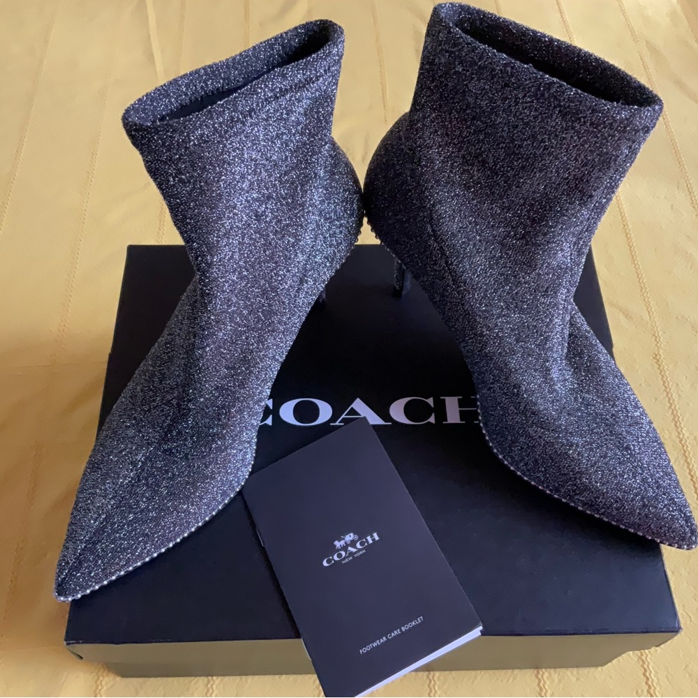 BARLEY WORN ….COACH WHITNEY LUREX BOOTIE Ankle Boots - Picture 3 of 11